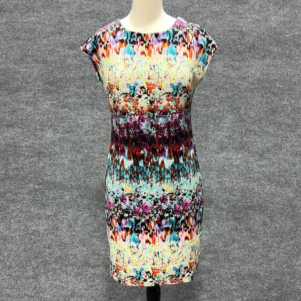 En Focus Studio Dress Womens 8 Purple Floral Sheath Short Party Cocktail Comfort
